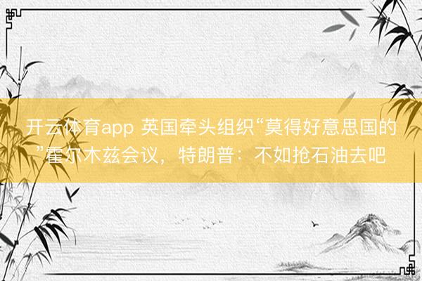 开云体育app 英国牵头组织“莫得好意思国的”霍尔木兹会议，特朗普：不如抢石油去吧